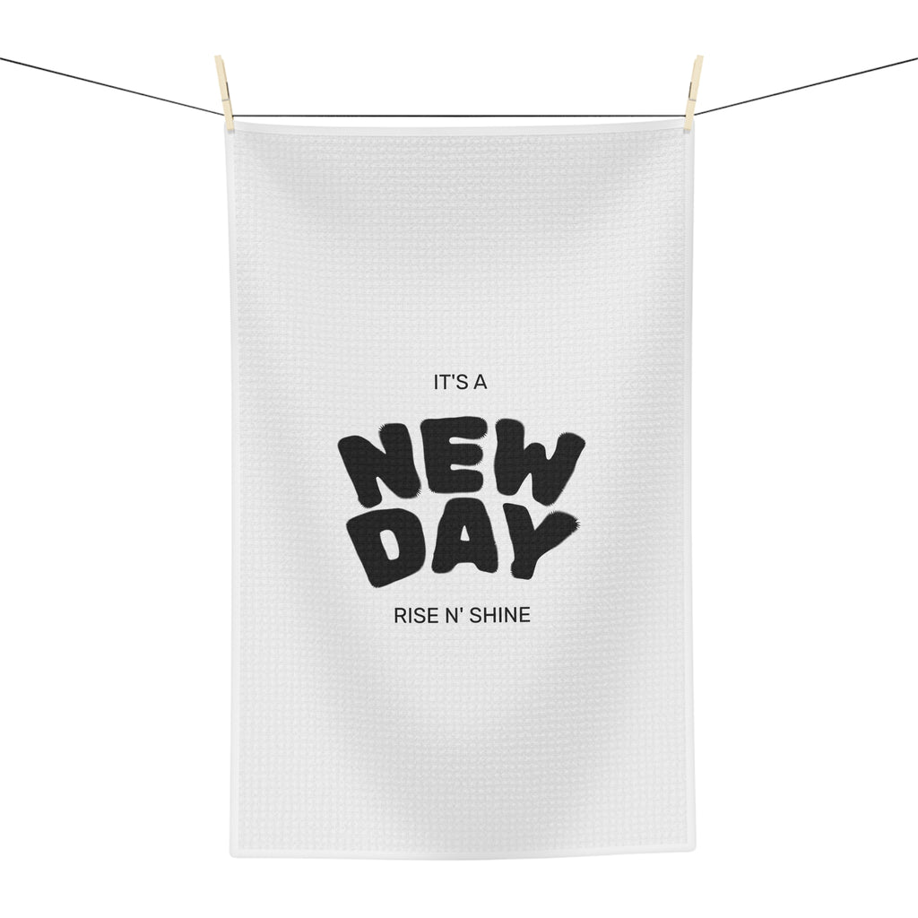 Microfiber Tea Towel - Cheerful 'It's a New Day, Rise N' Shine' Kitchen Decor and Motivational Gift