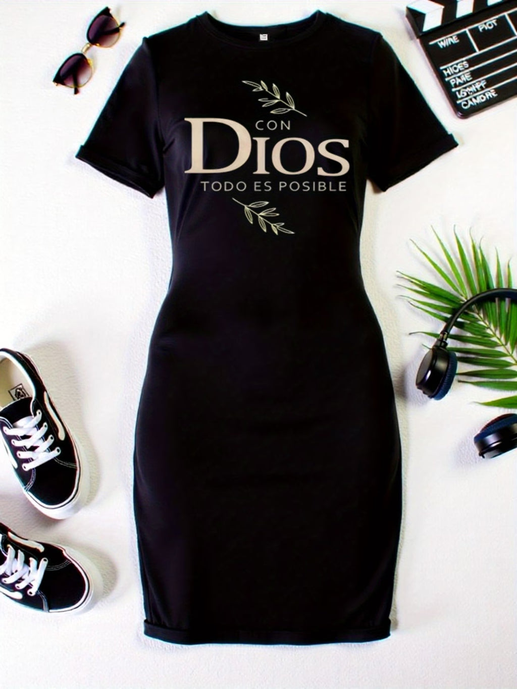✝️ Vestido Camiseta Mujer – “Con DIOS Todo es Posible”