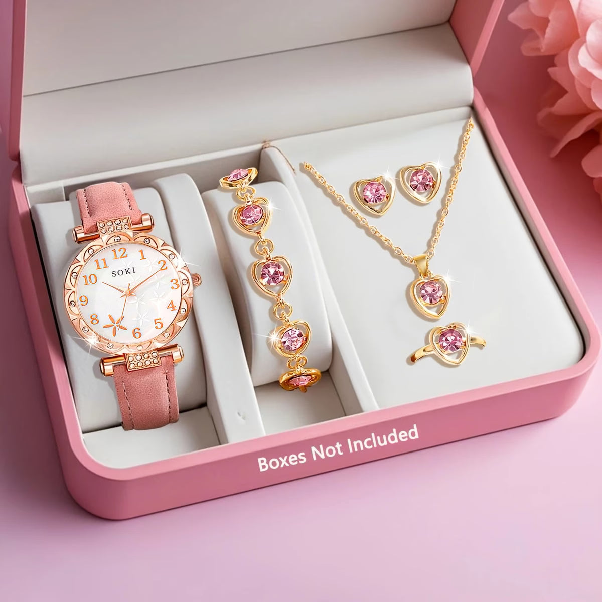 6-Piece Women’s Fashion Wristwatch & Bracelet Set