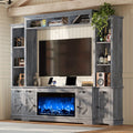 ALBOTT 98" Farmhouse Wall Entertainment Center with 36" Fireplace – Fast 1-Day Delivery 🚚