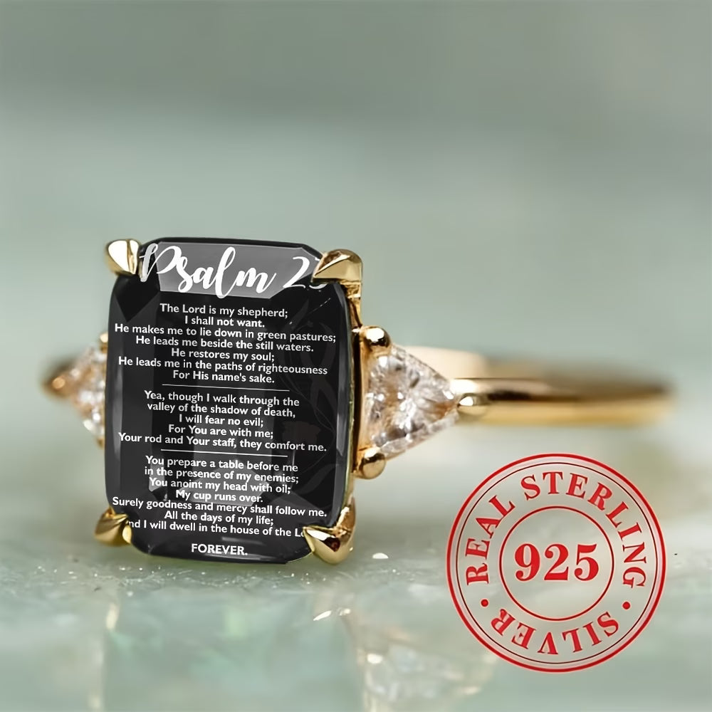 ✨ Silvery Rectangular Psalm 23 Ring ✨