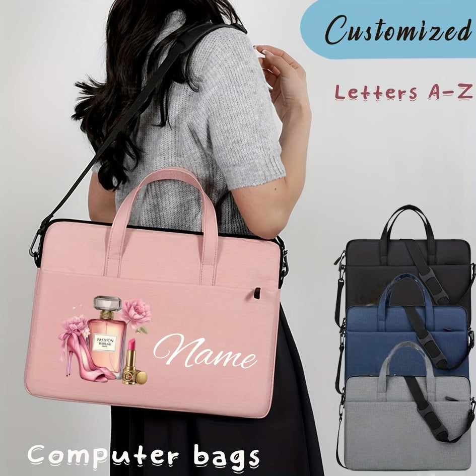 Custom Name/Message Tote Bag – Perfume & Cosmetics Pattern, Multi-Compartment Shoulder Bag
