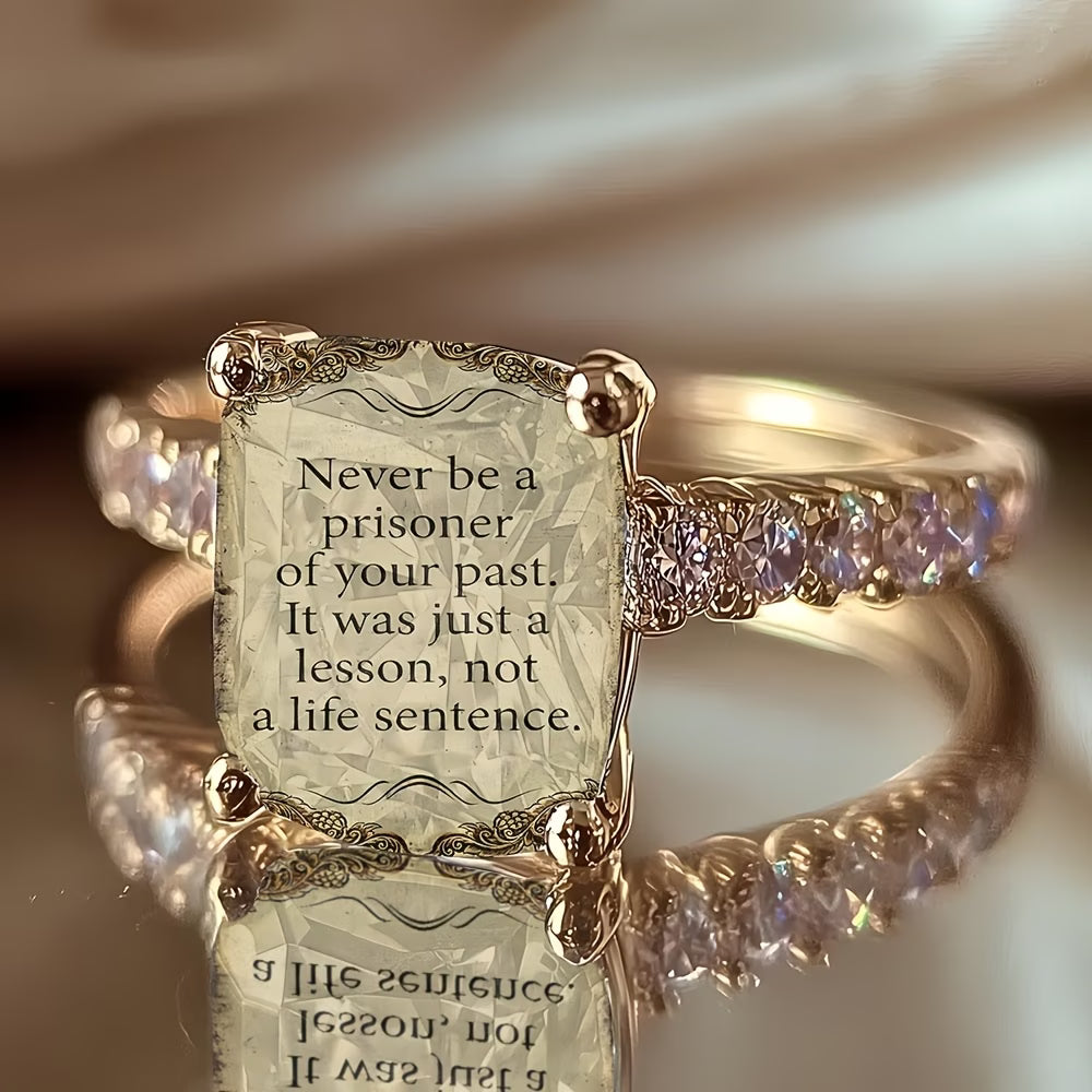 ✨ Women’s Golden Inspirational Motto Square Ring ✨