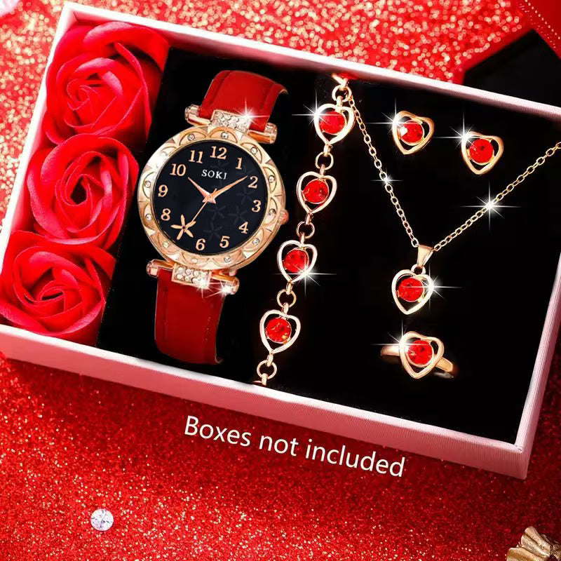 6-Piece Women’s Fashion Wristwatch & Bracelet Set