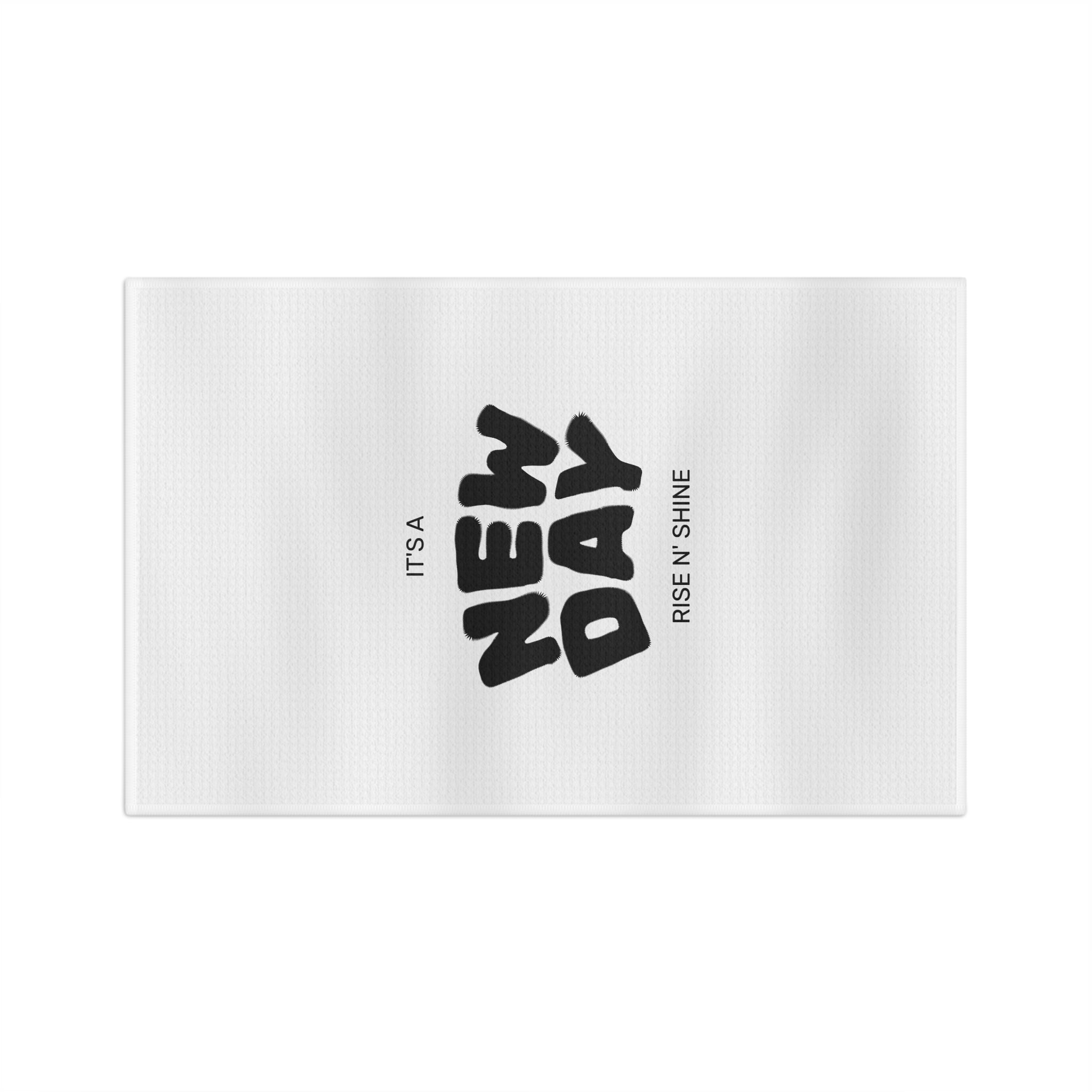 Microfiber Tea Towel - Cheerful 'It's a New Day, Rise N' Shine' Kitchen Decor and Motivational Gift
