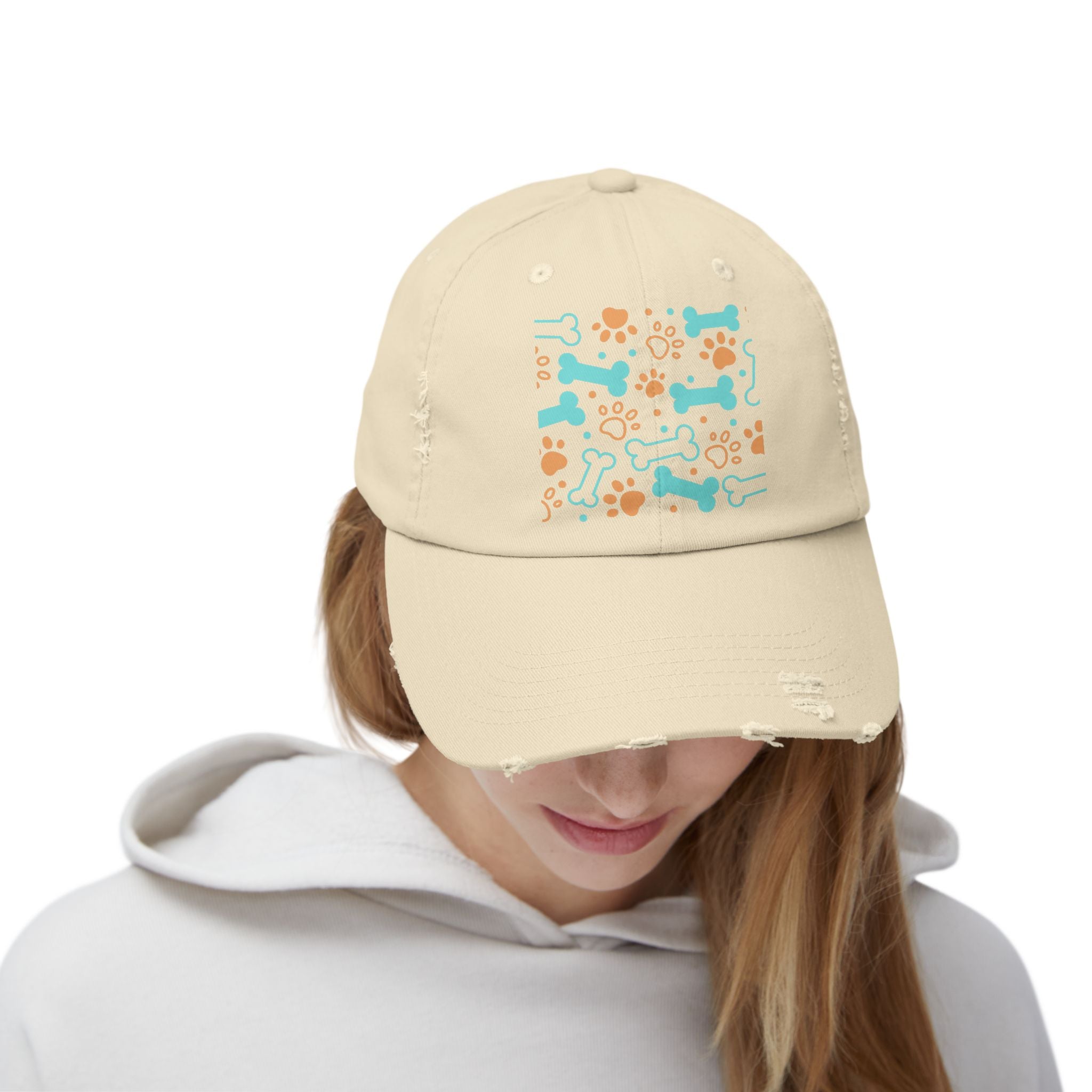 Playful Dog Lover's Cap, Pet Owner Gift, Distressed Animal Print Hat, Casual Dog Mom Accessory, Fun Puppy Hat
