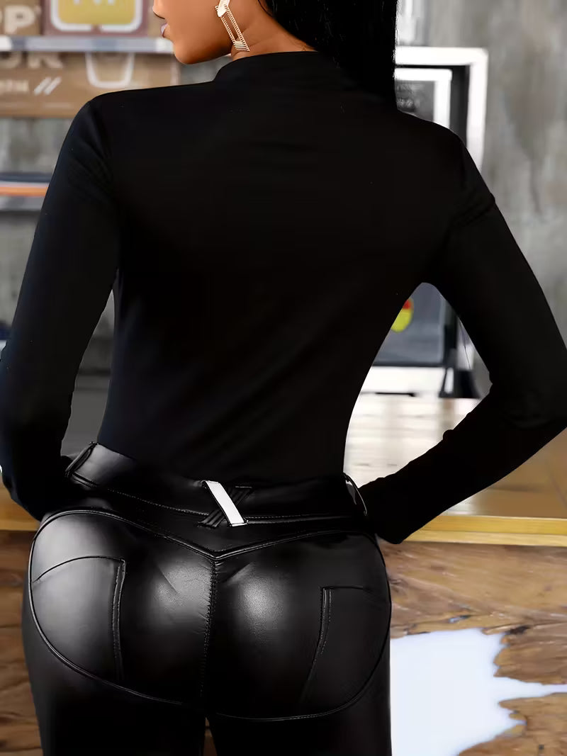 Butterfly Rhinestone Mock Neck Slim Tunic