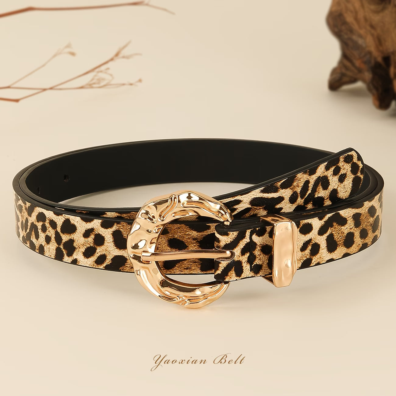 Women’s Leopard Print Faux Leather Belt – Vintage Casual Style