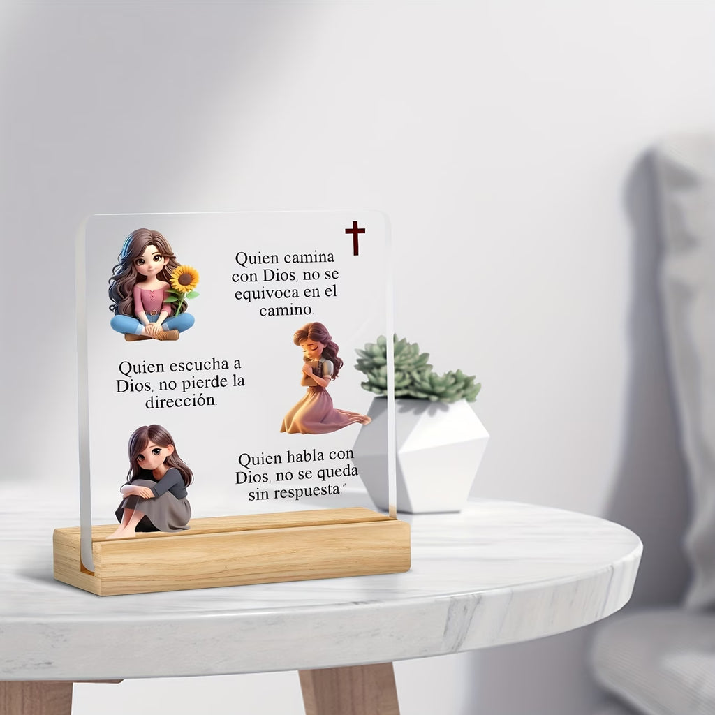 ✨ Decoración Acrílica Cristiana de Oración – Estilo Bohemio (2D Flat)
