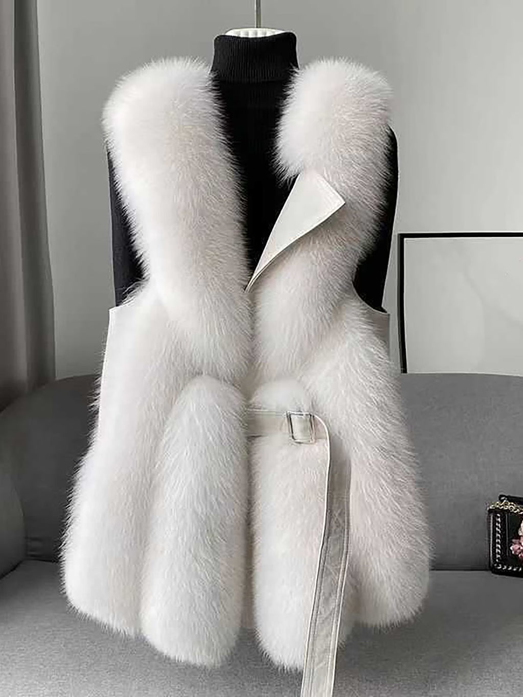 Faux Fox Fur Vest – Women’s Slim Fit Waistcoat