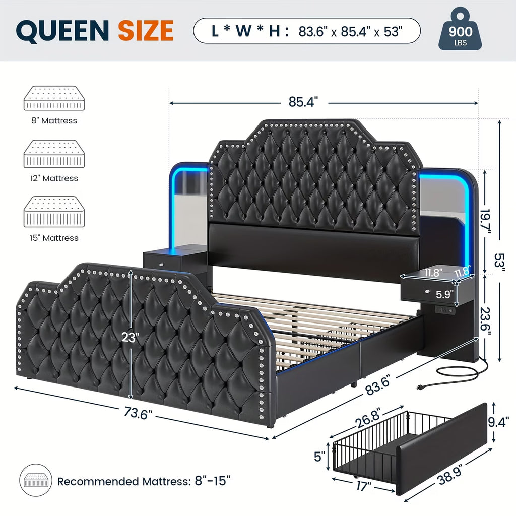 Luxury Queen Bed Frame Set – Fast 2-Day Delivery 🚚