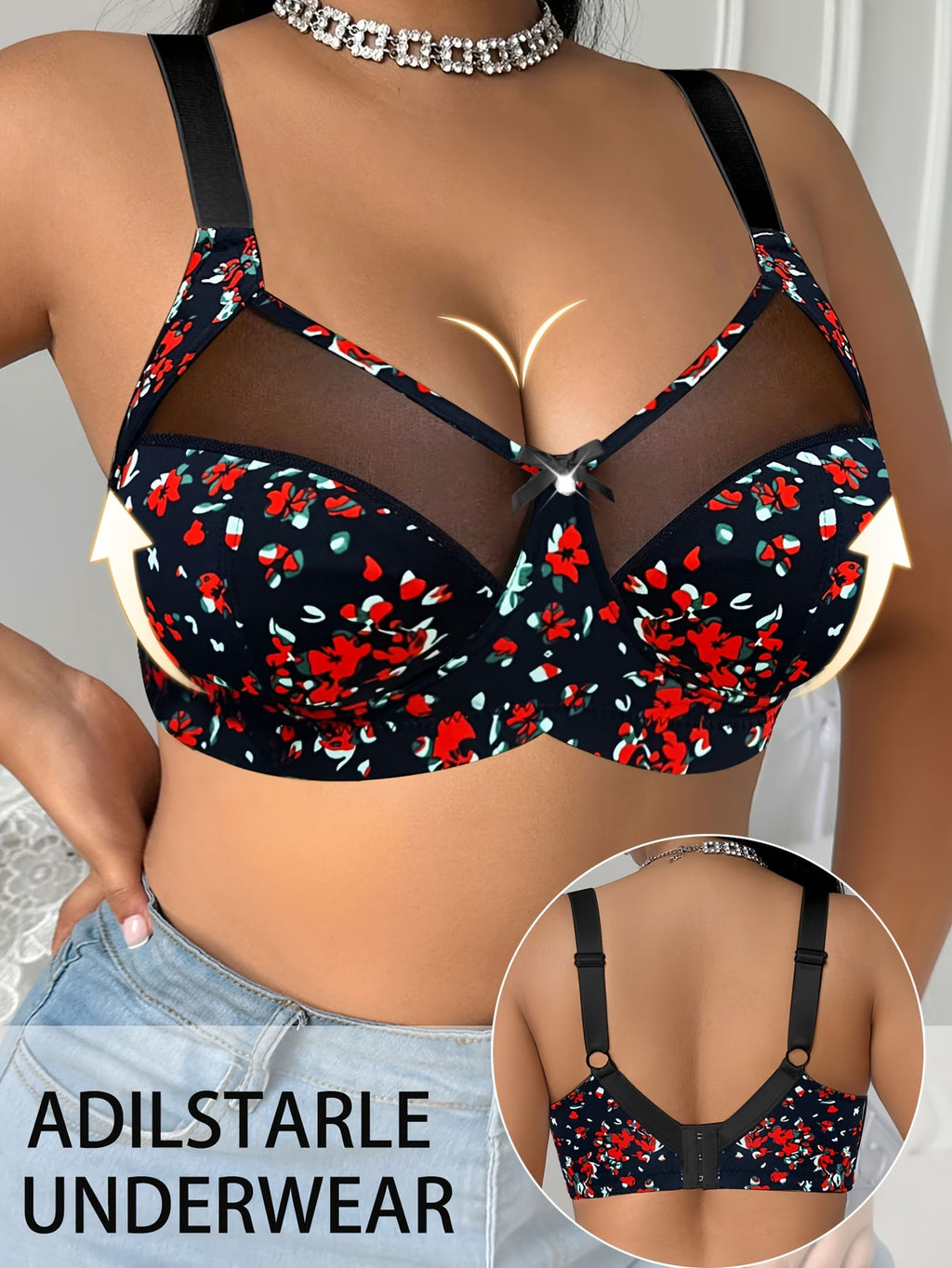 Plus Size Leopard Print Lace Mesh Wire-Free Bra | Sexy & Comfortable Support