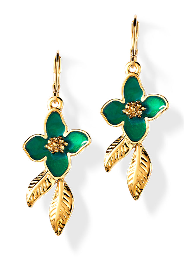 M Suram Earrings – Gold with Green Crystals