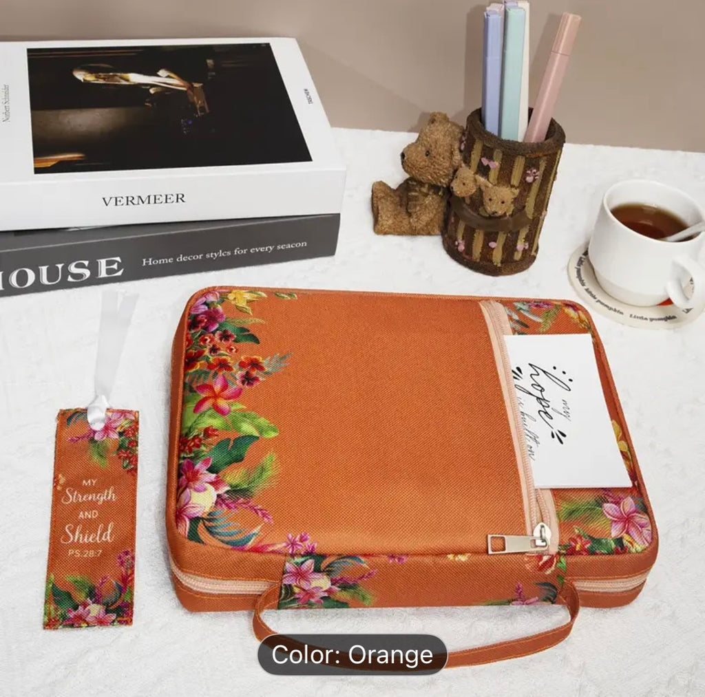 Women’s Bible Cover & Scripture Organizer – Tropical Floral Design