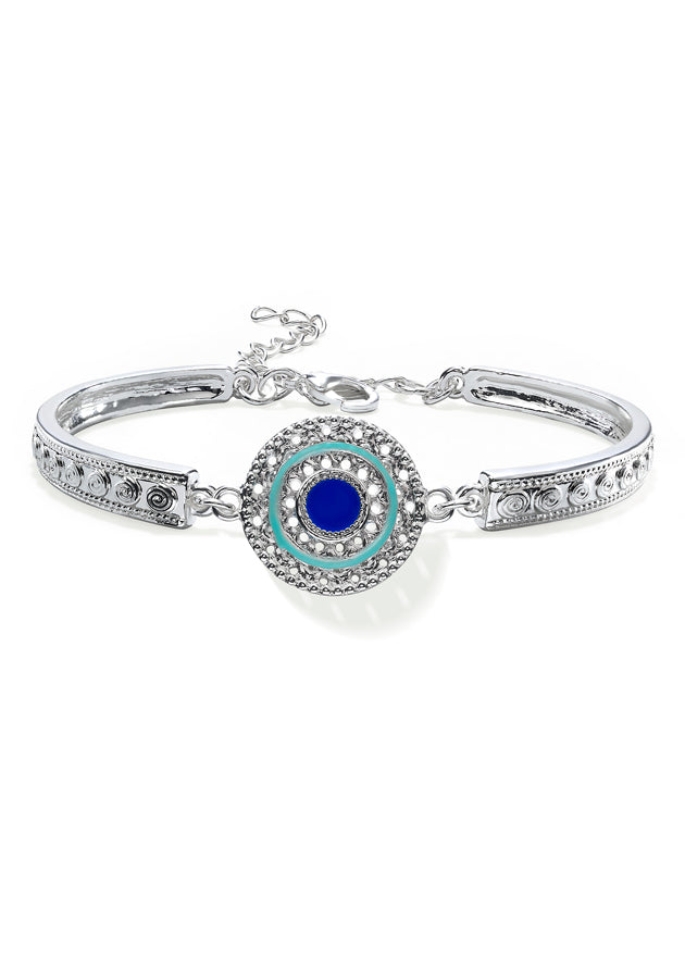 Saira Bracelet – Silver with Green & Blue Stones