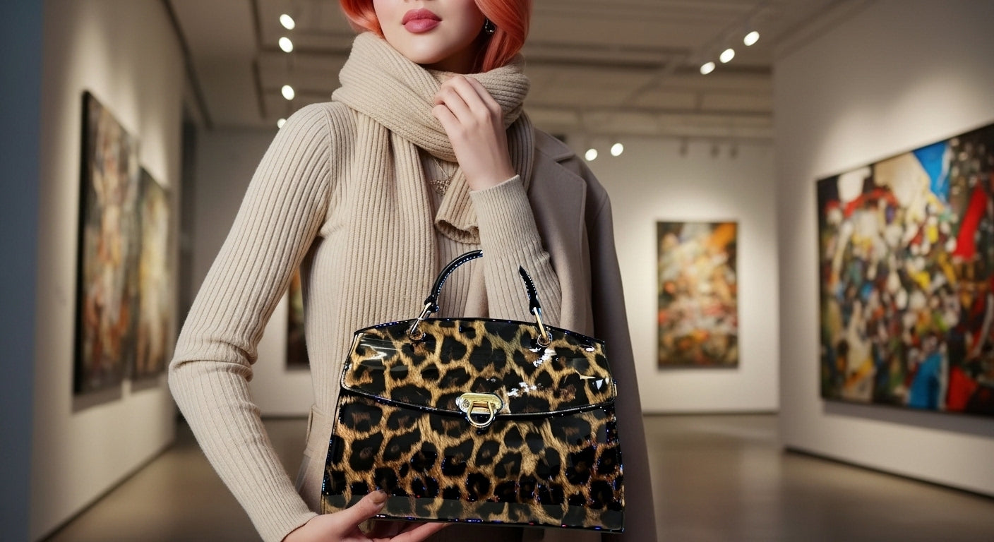 Women’s Vintage Leopard Print Tote Bag – Large Capacity