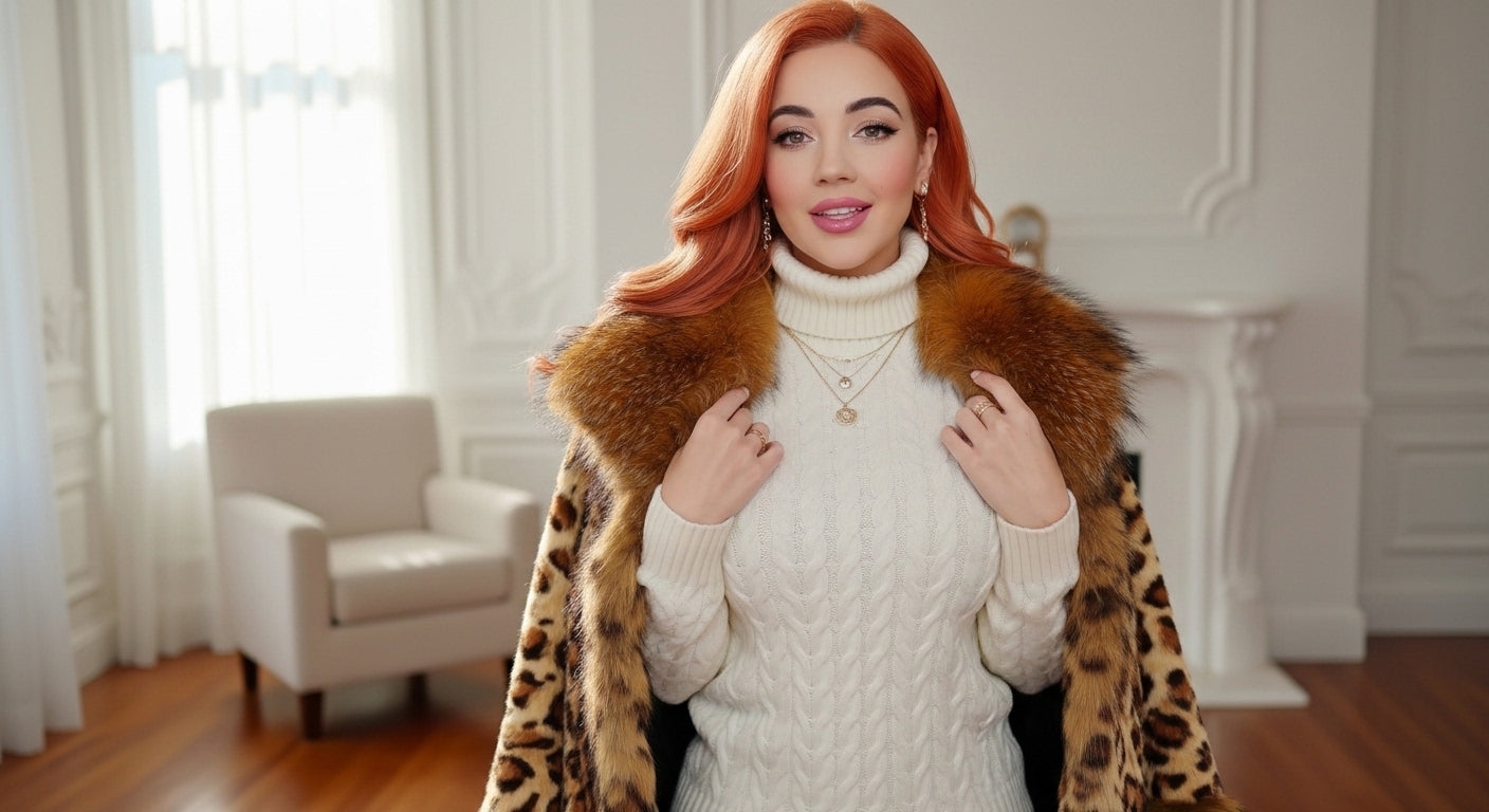 Plus Size Mid-Length Leopard Print Faux Fur Coat – Autumn/Winter 2026