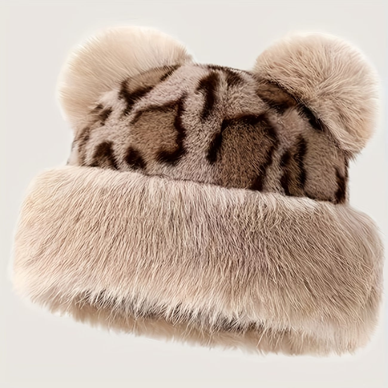 Women’s Soft Faux Animal Ear Headband – Leopard Print Winter Accessory