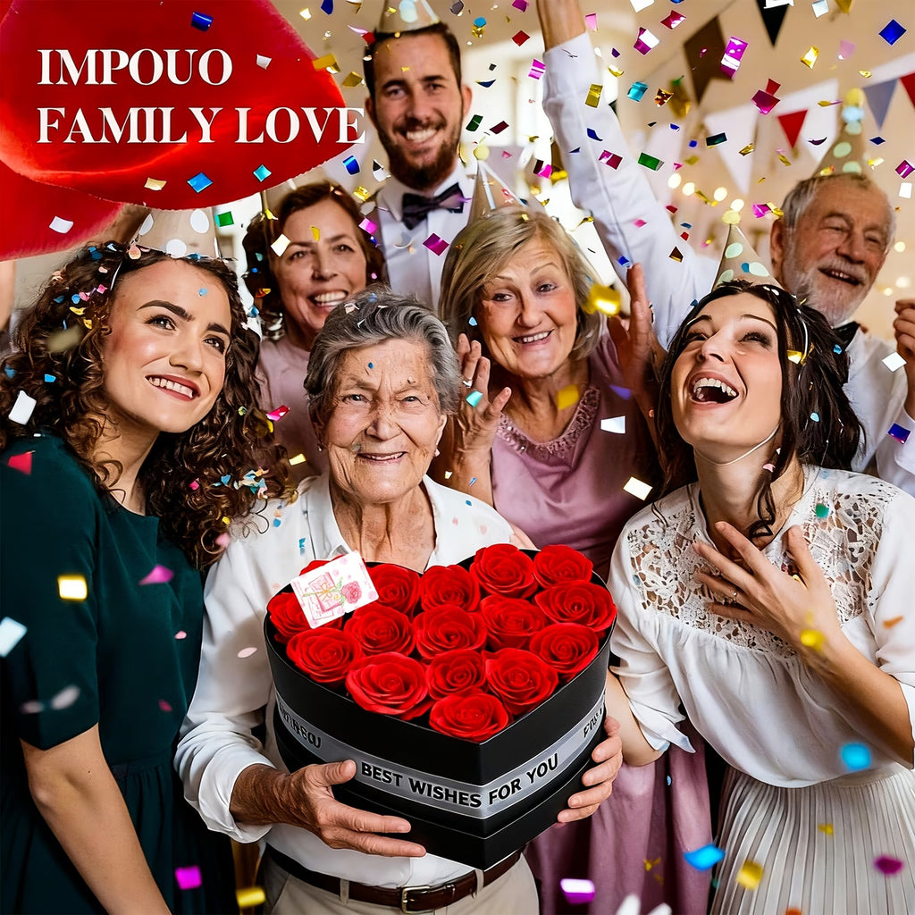 16-Piece Preserved Red Rose Set