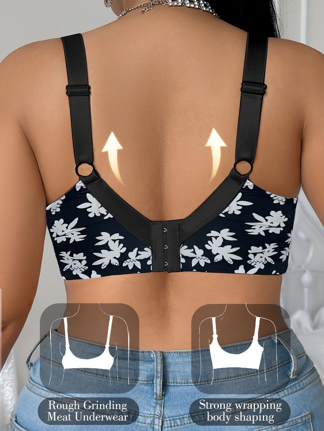 Plus Size Leopard Print Lace Mesh Wire-Free Bra | Sexy & Comfortable Support