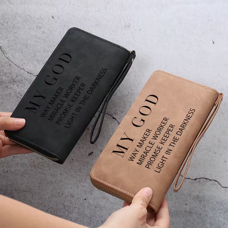 “MY GOD” Scripture Wallet – Faith-Inspired Zipper Wallet, Compact Everyday Organizer