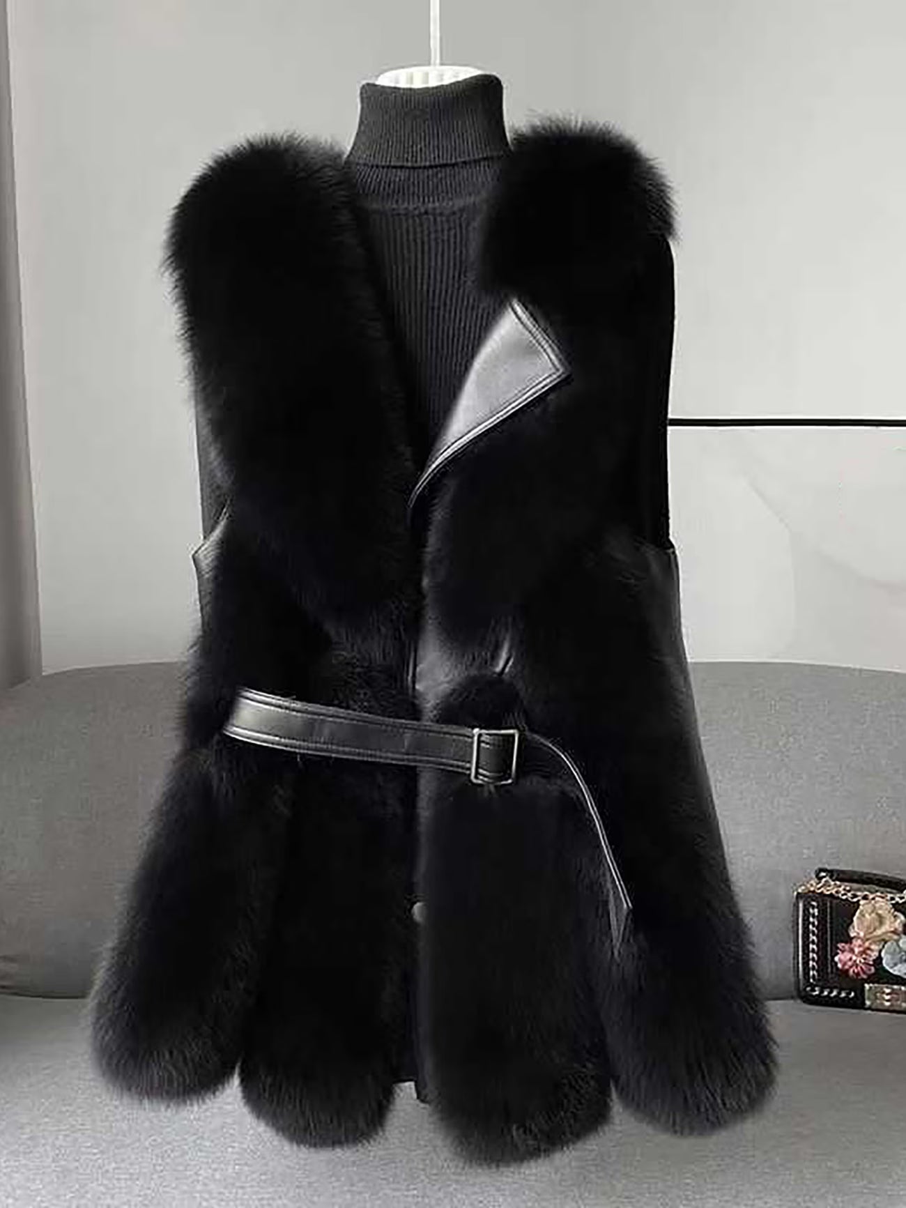 Faux Fox Fur Vest – Women’s Slim Fit Waistcoat