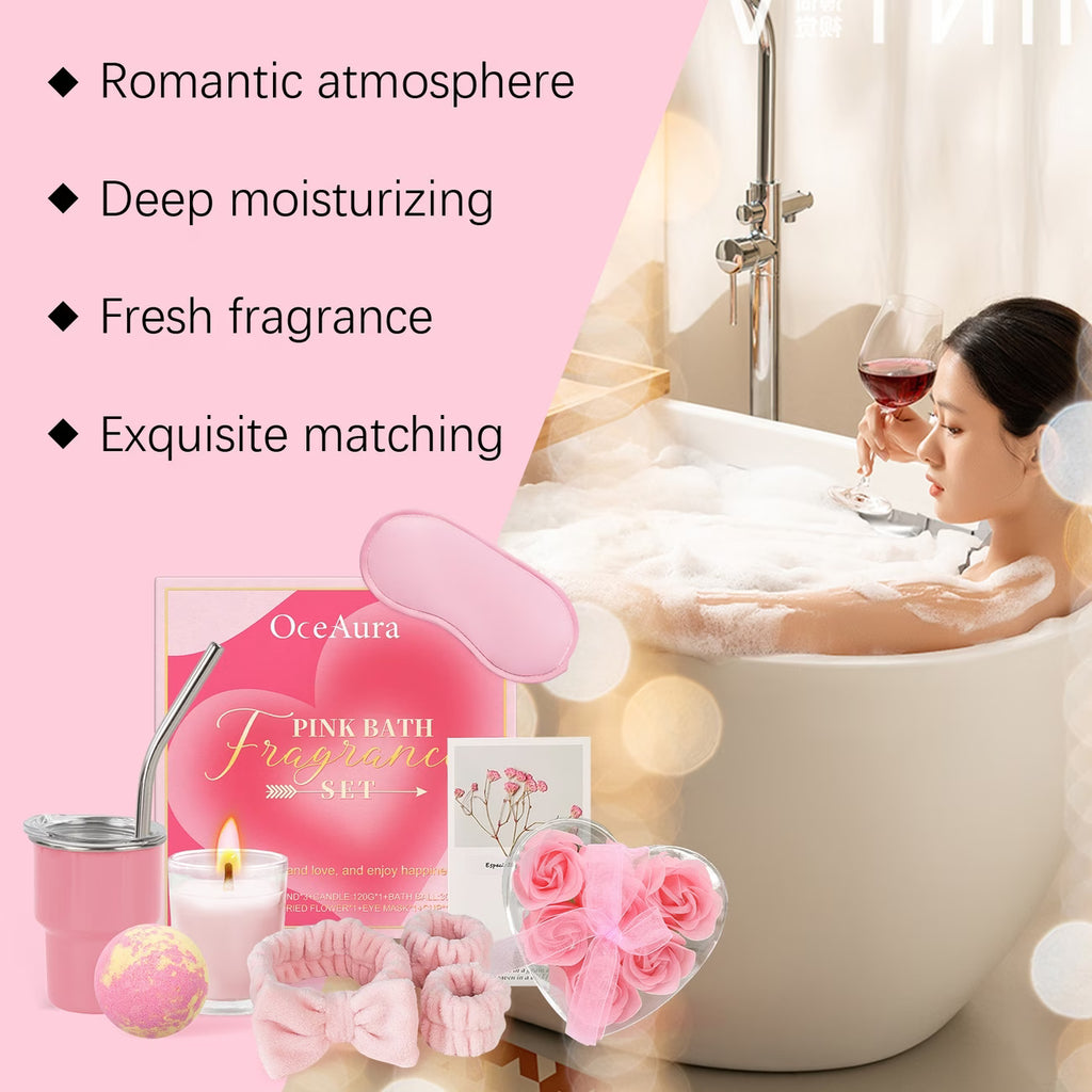 Luxury Pink Gel Bath Soap & Gift Set for Women