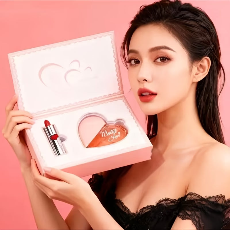 Long-Lasting Floral Perfume & Heart Lipstick Gift Set