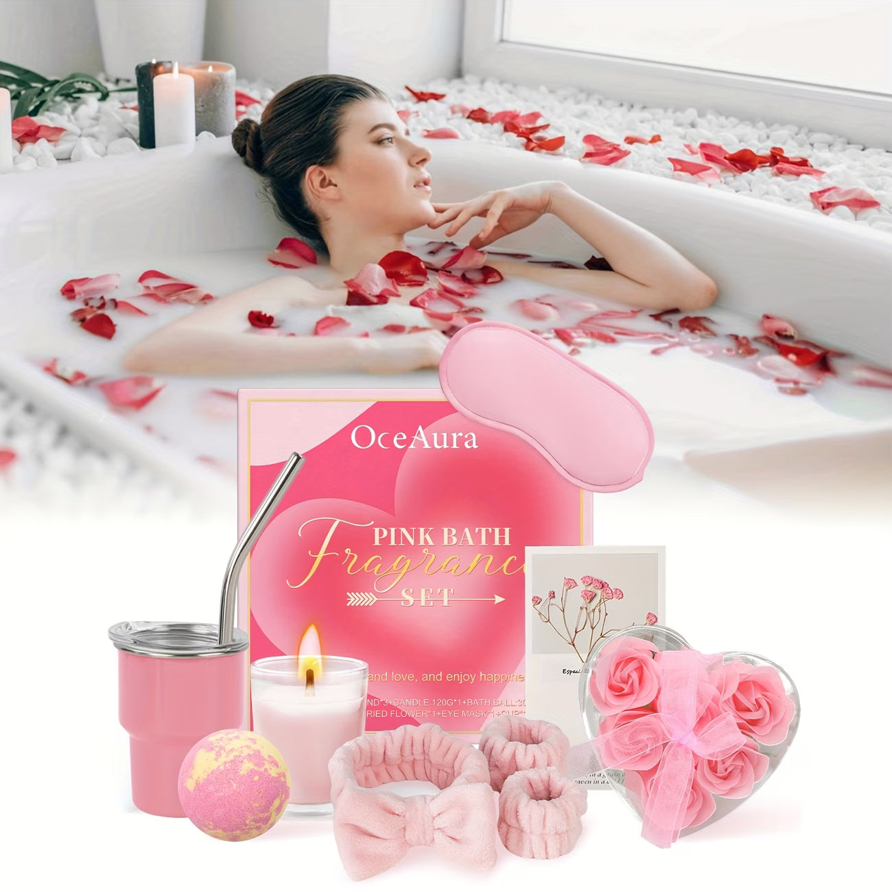Luxury Pink Gel Bath Soap & Gift Set for Women