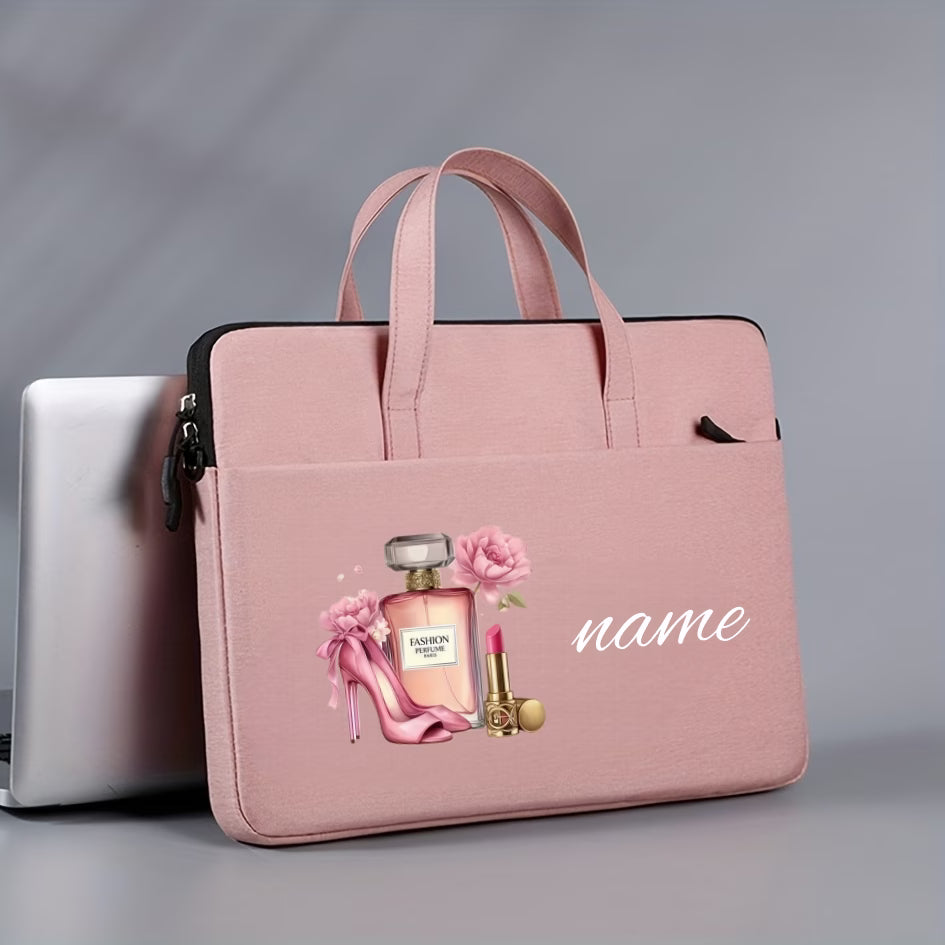 Custom Name/Message Tote Bag – Perfume & Cosmetics Pattern, Multi-Compartment Shoulder Bag