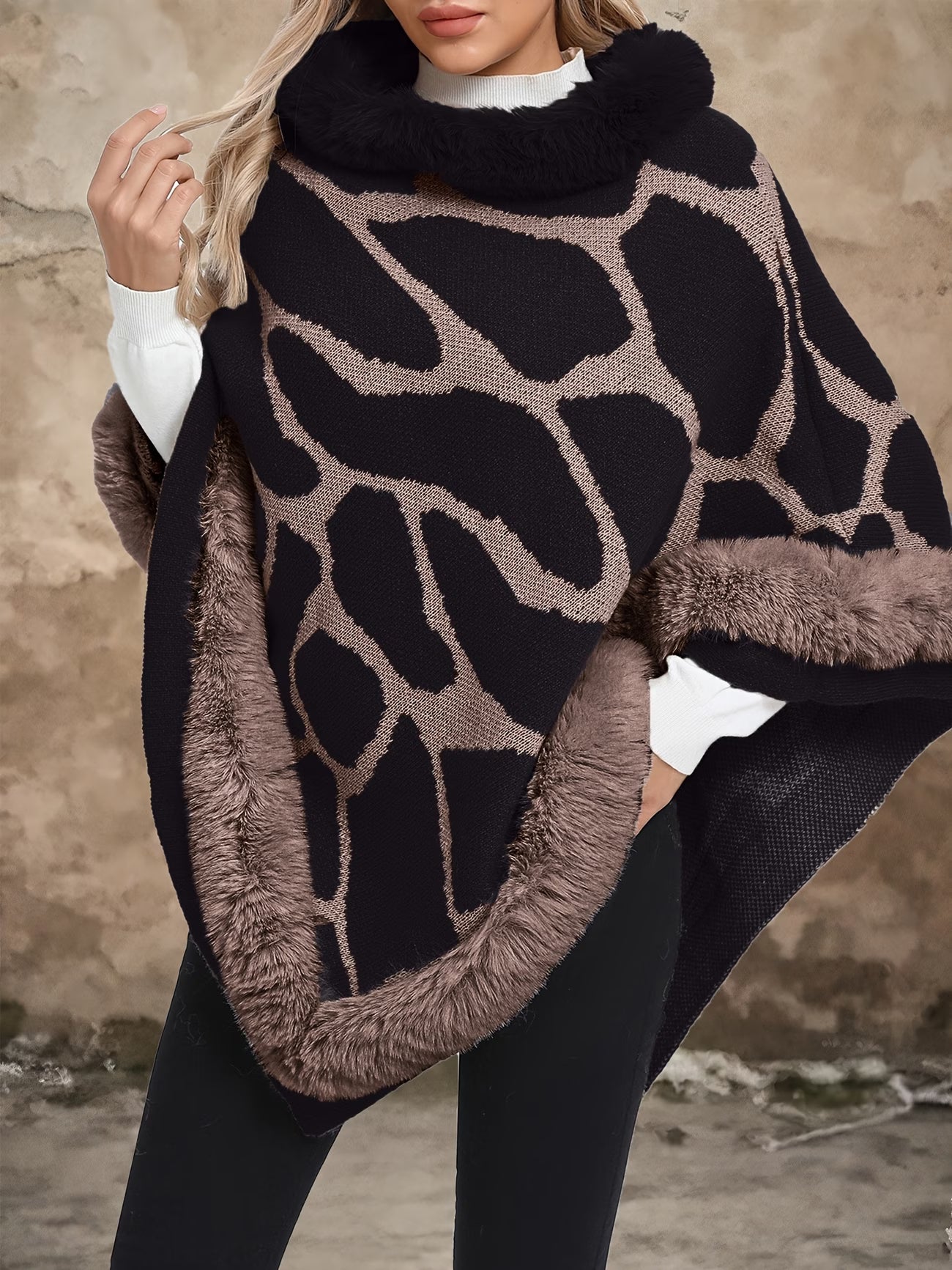 Elegant Color Block Shawl Collar Pullover – Fall/Winter