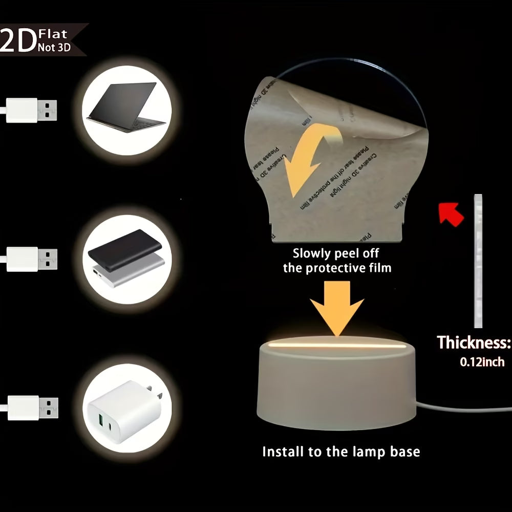 Two-Dimensional White Rose Diamond Heart LED Night Lamp