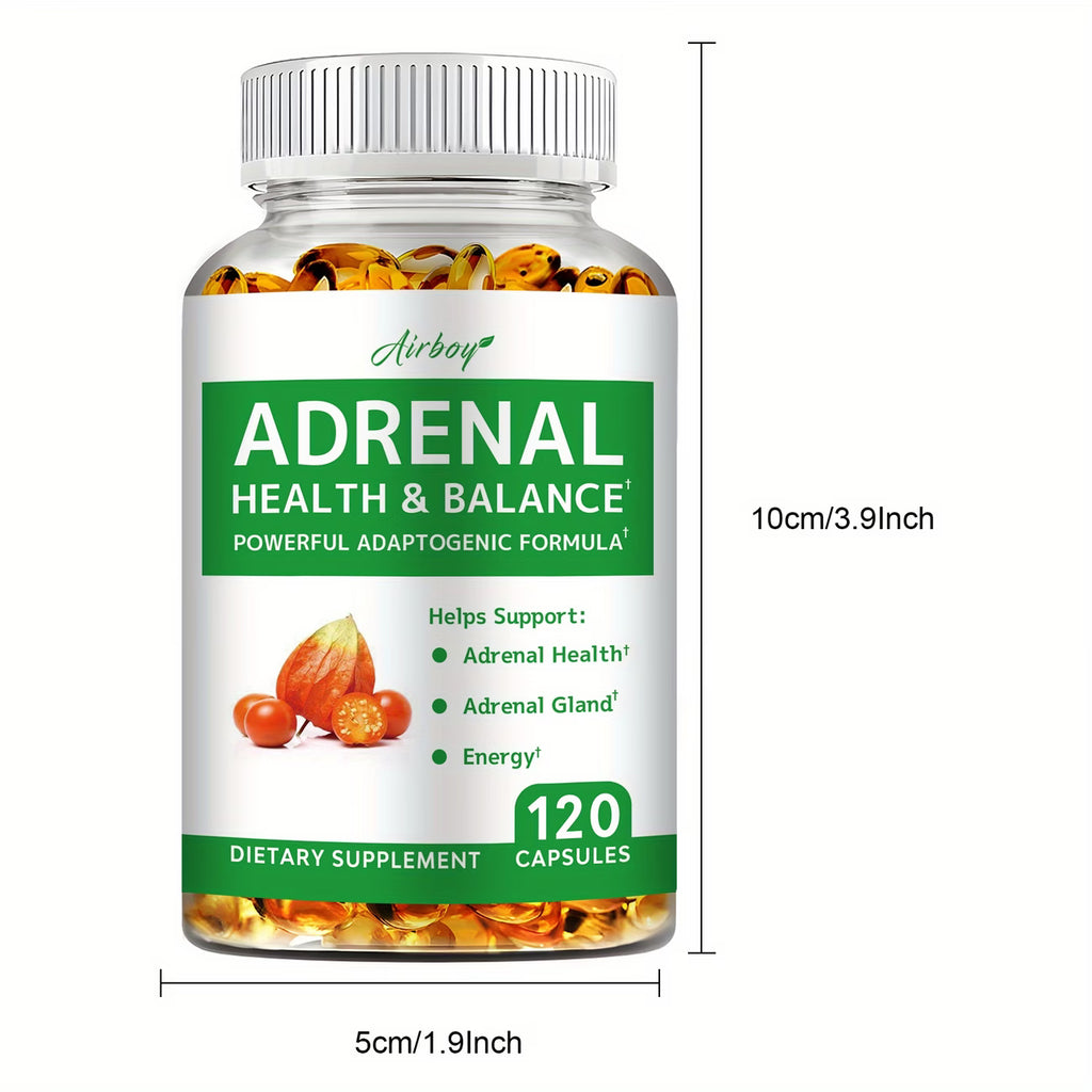 Adrenal Support Supplement with Vitamin C & Ashwagandha (120 Capsules)