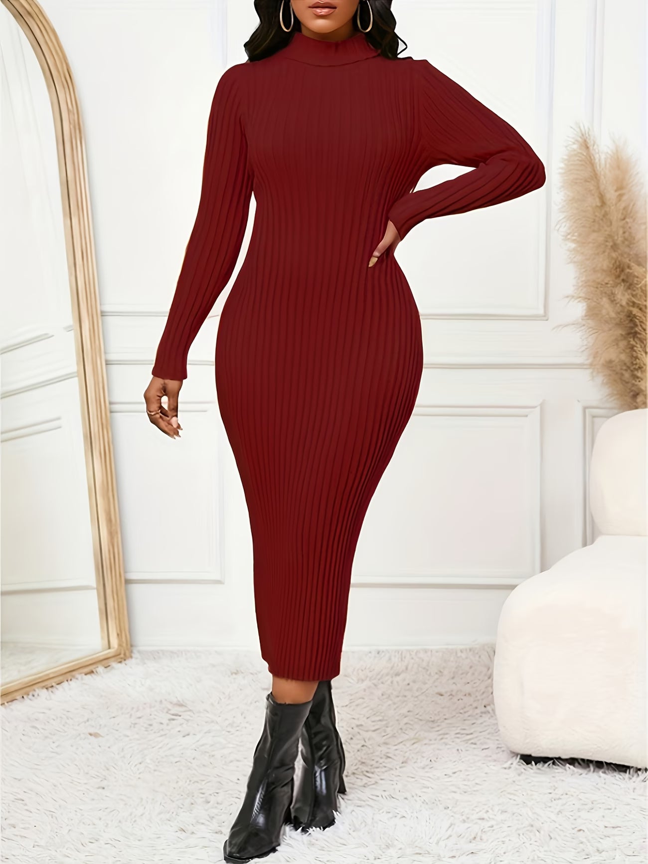 Ladies’ Elegant Solid Color Dress