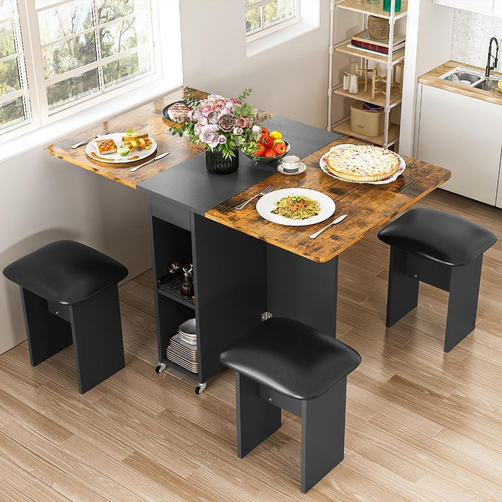 Folding Kitchen & Dining Table Set for 4 – Fast 2-Day Delivery 🍴