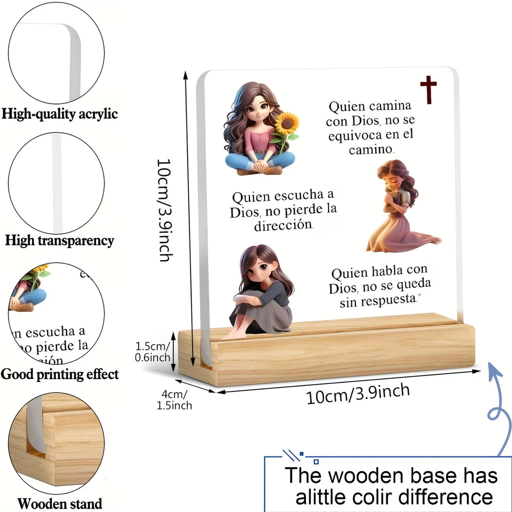 ✨ Decoración Acrílica Cristiana de Oración – Estilo Bohemio (2D Flat)