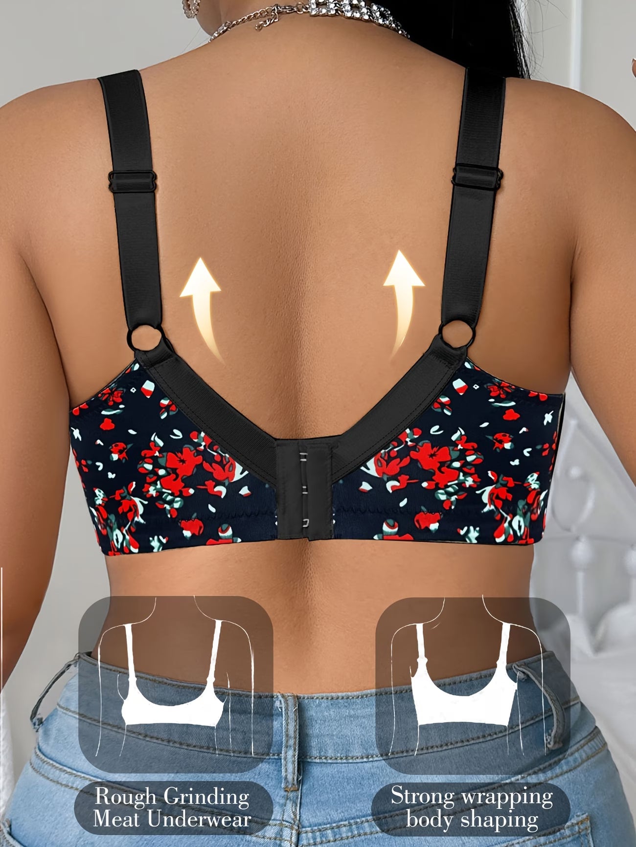 Plus Size Leopard Print Lace Mesh Wire-Free Bra | Sexy & Comfortable Support