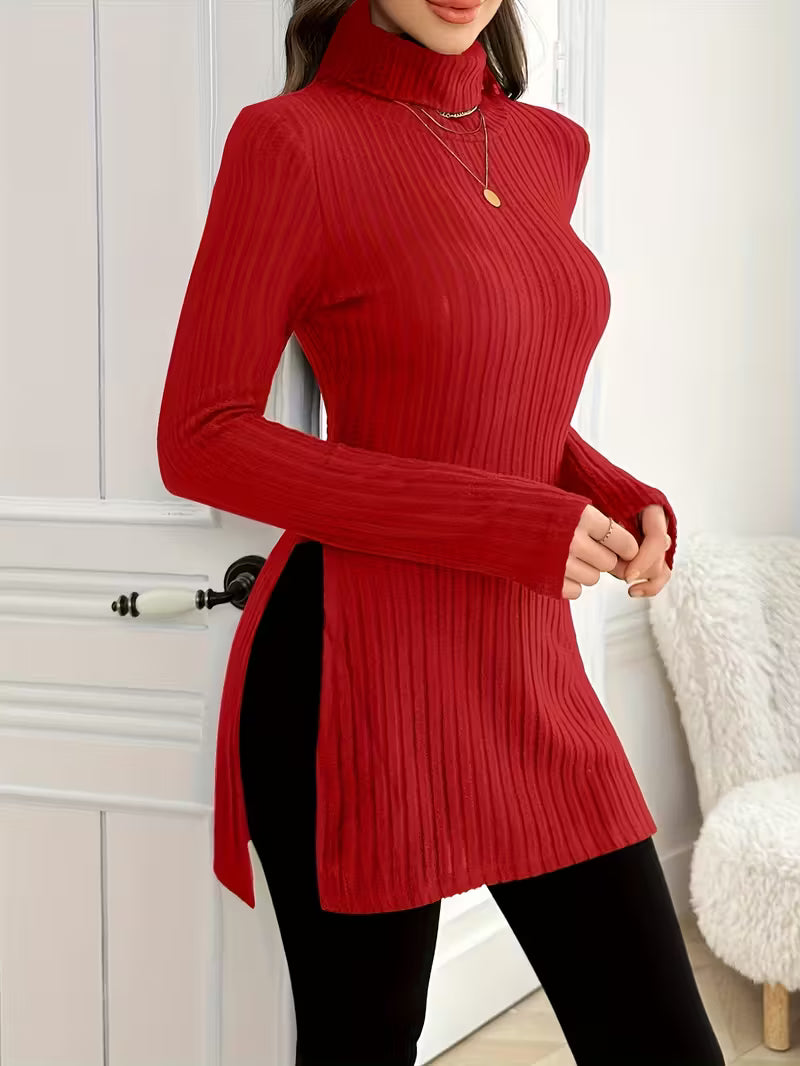 Women's Elegant High Neck Long Sleeve Sweater