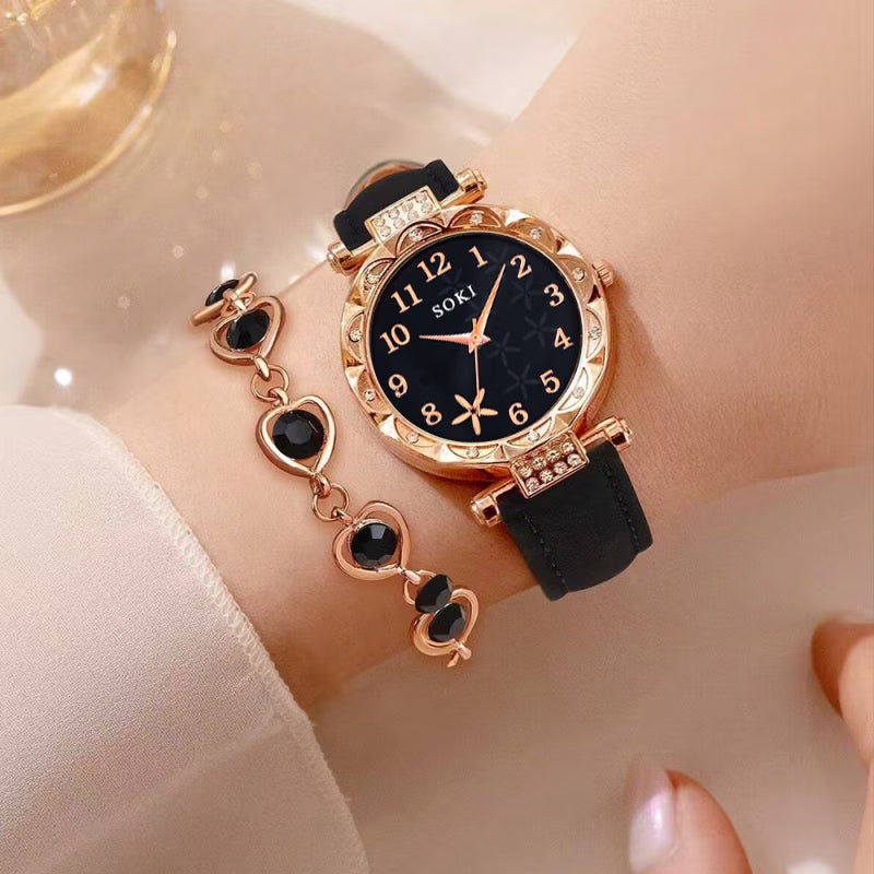 6-Piece Women’s Fashion Wristwatch & Bracelet Set