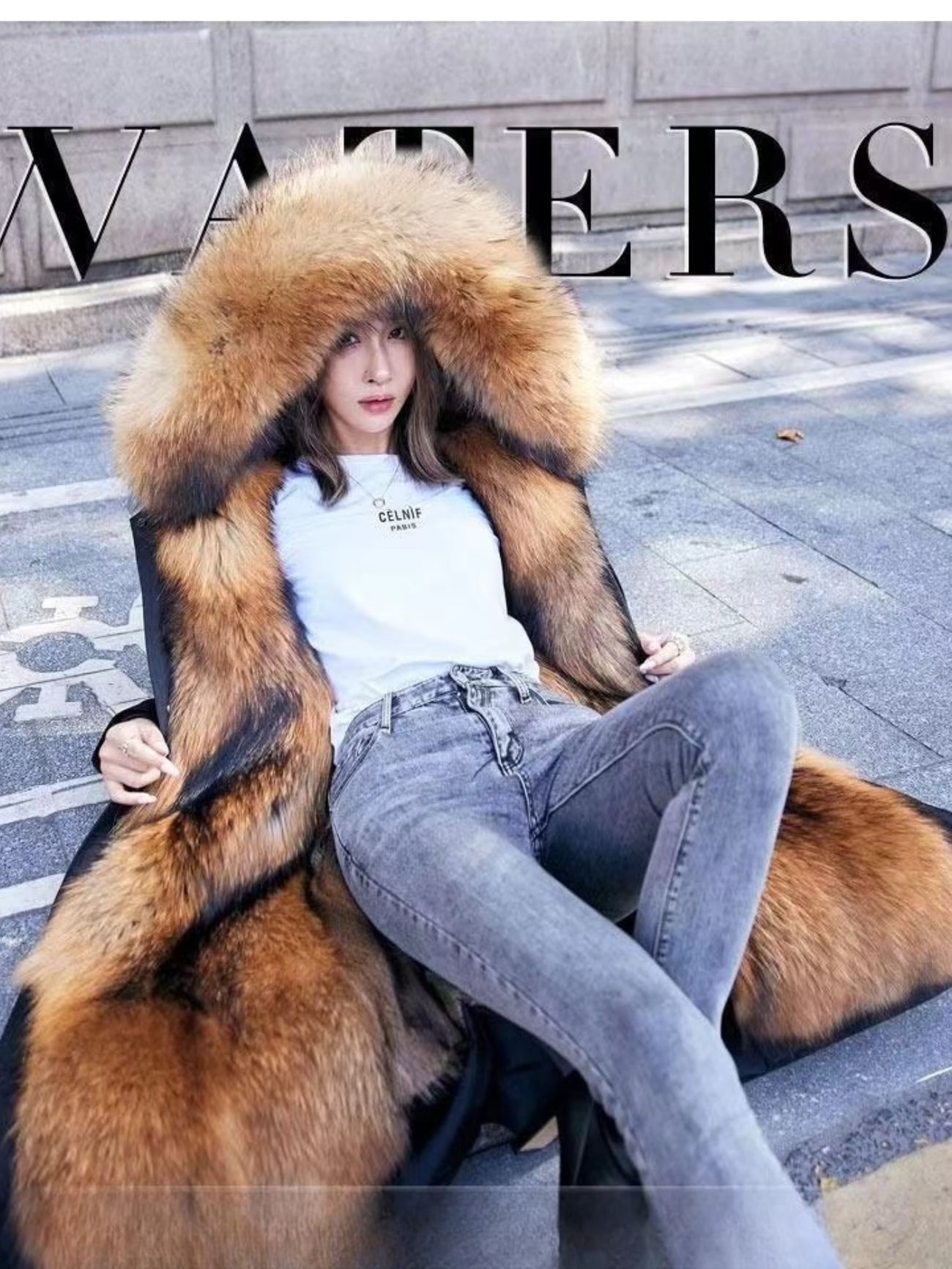 Women’s Winter Parka Jacket – Thickened Padded Coat with Faux Fox & Raccoon Fur