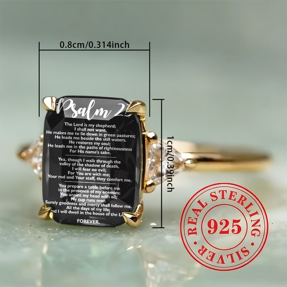 ✨ Silvery Rectangular Psalm 23 Ring ✨