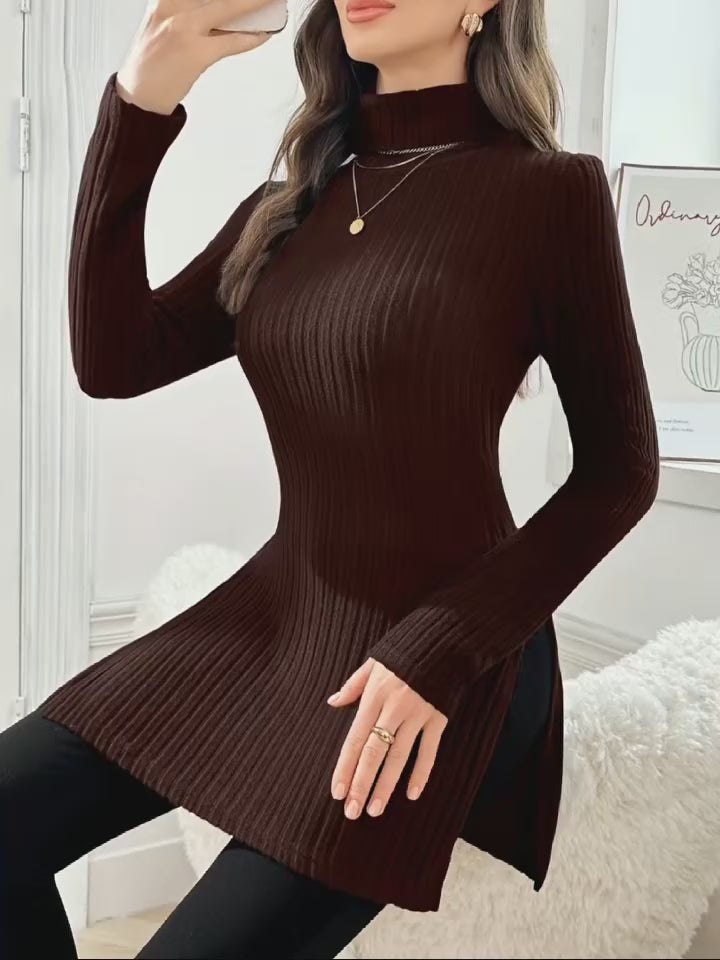 Women's Elegant High Neck Long Sleeve Sweater