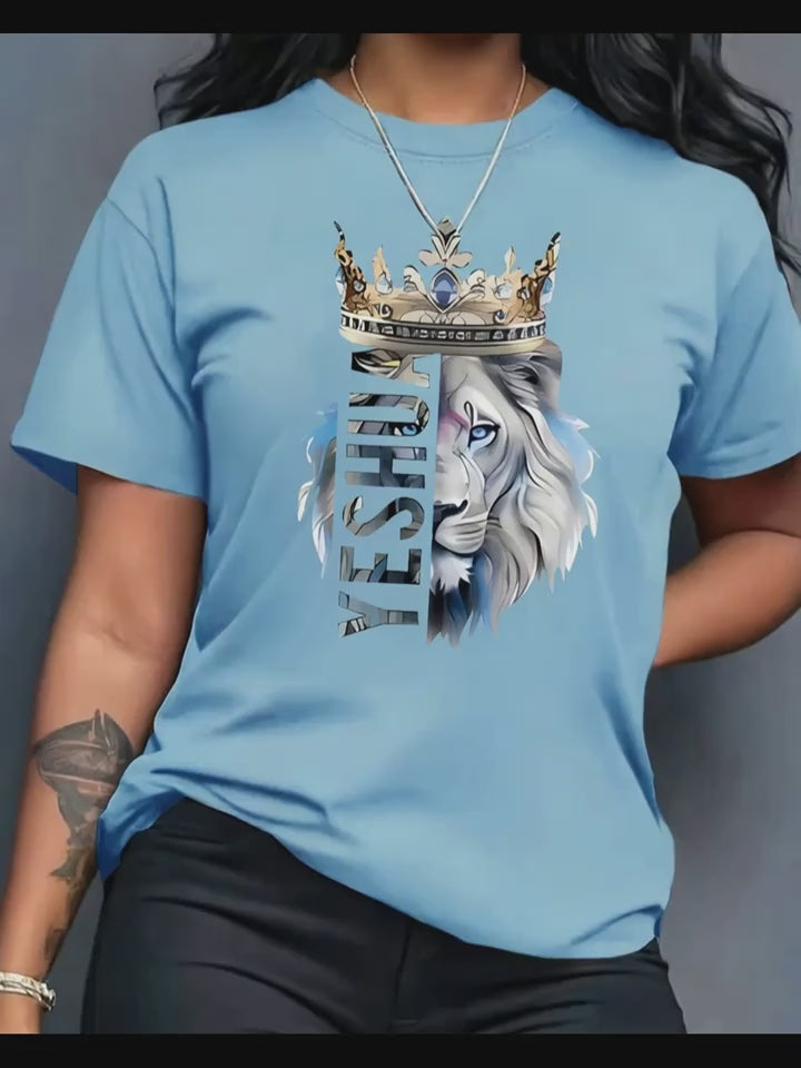 👑 Camiseta Mujer – “Blue Lion King Crown”