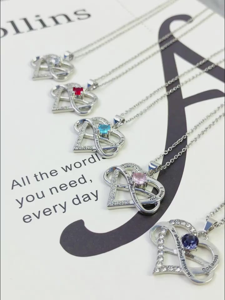 Heart-Shaped Infinity Pendant Necklace & Bear Rose Gift Box Set