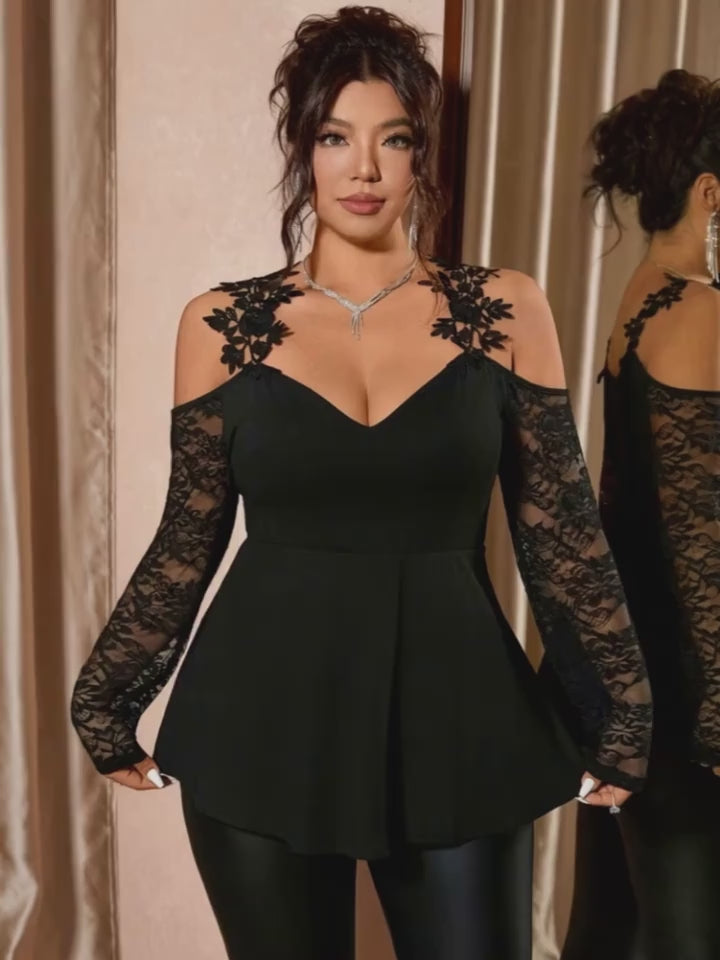 Plus Size Strapless Lace-Trimmed T-Shirt