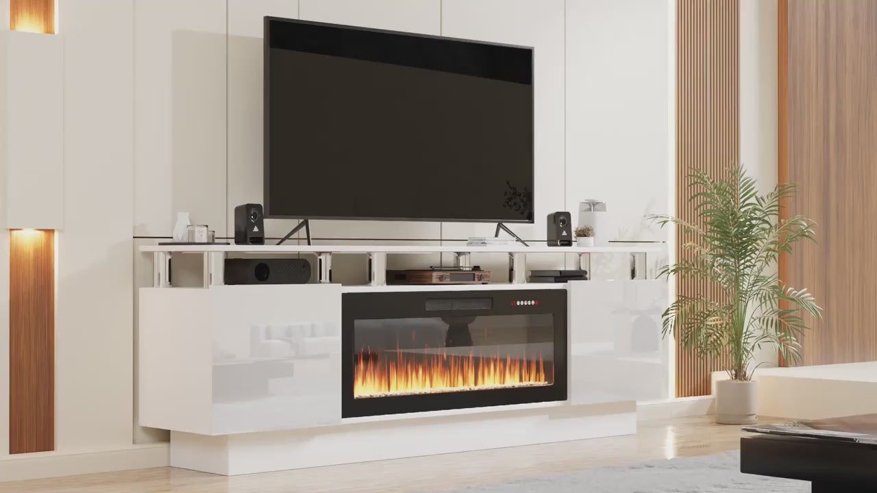 Modern Fireplace TV Stand with 36” Electric Fireplace – Fast 2-Day Delivery 🚚
